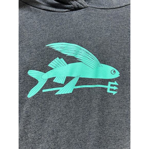 Patagonia Women's Flying Fish Pullover Hooded Blue Organic Cotton Size Small - Picture 2 of 7